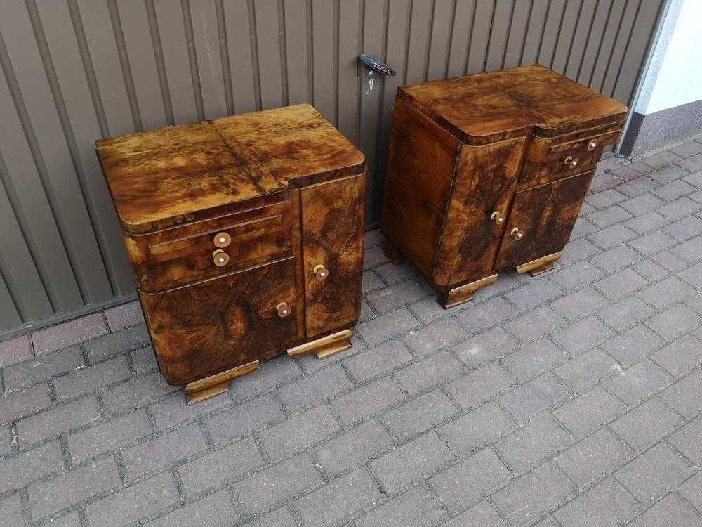 Stoliki Szafki Nocne Art Deco Orzech Stare Antyk Komplet Okazja.