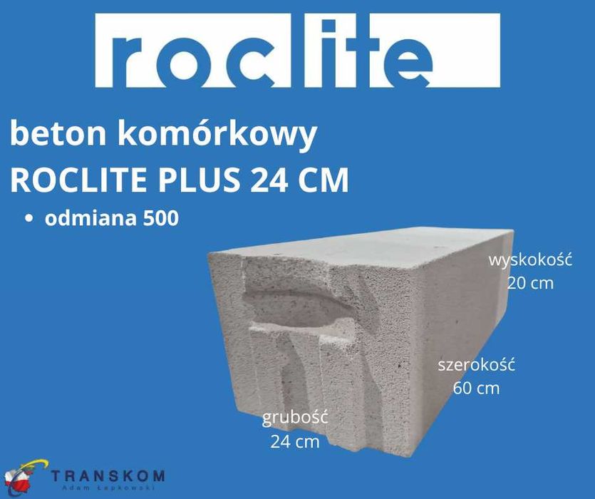 11,40 zł brutto Beton komórkowy Roclite YTONG SILROC  (pióro + wpust)