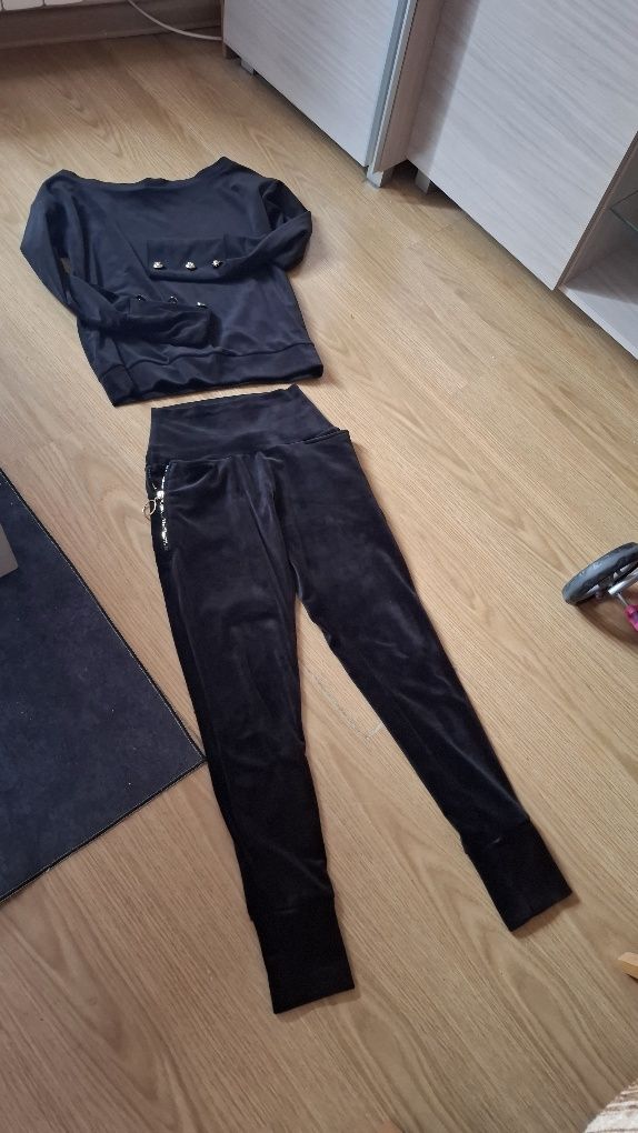 welurowy dres komplet dresowy damski s. moriss rozmiar 36
