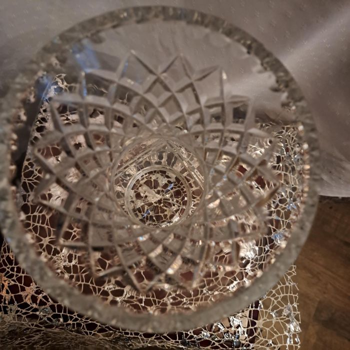 Wazon szklany Huta Julia PRL 26 cm na kwiaty dekoracja ozdoba