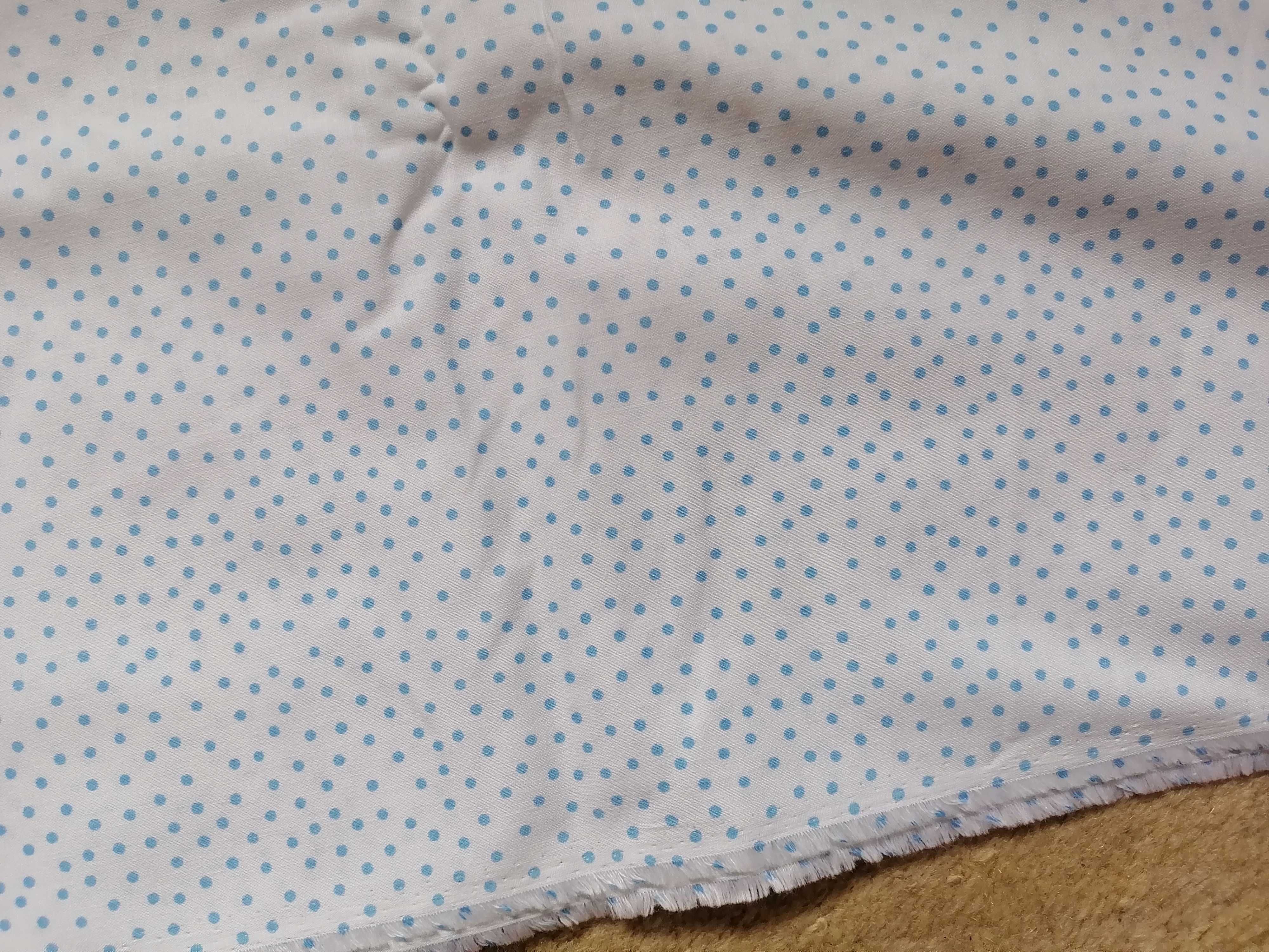 Tkanina, kupon tkaniny niebieskie kropki bawełna 6,10 m