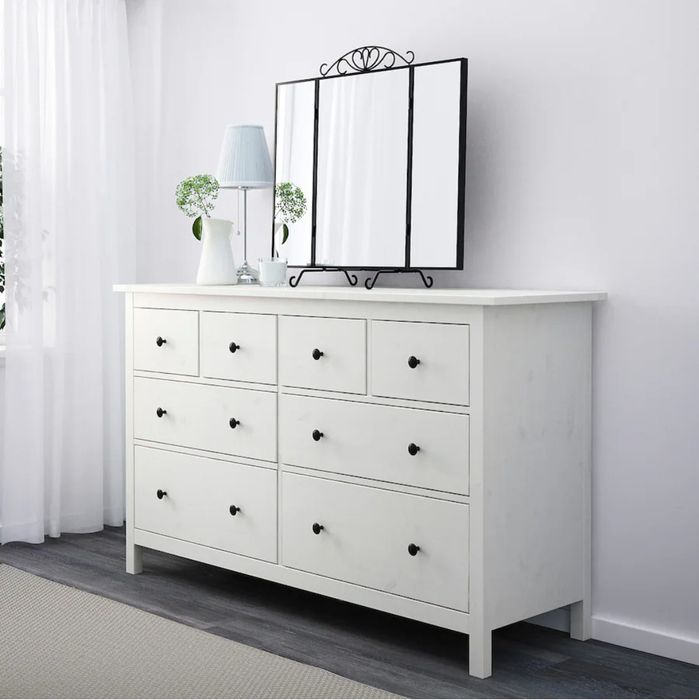 HEMNES Cómoda c/8 gavetas, velatura branca, 160x96 cm
