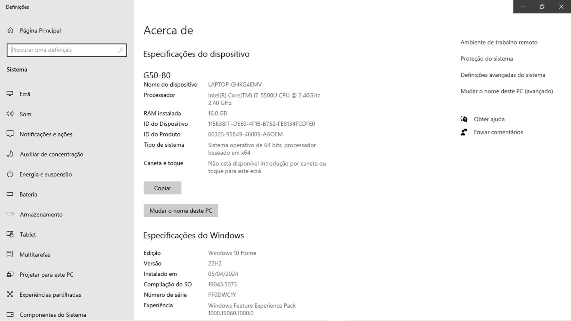 Vendo portátil LENOVO G50-80 i7 ou troco por Drone DJI
