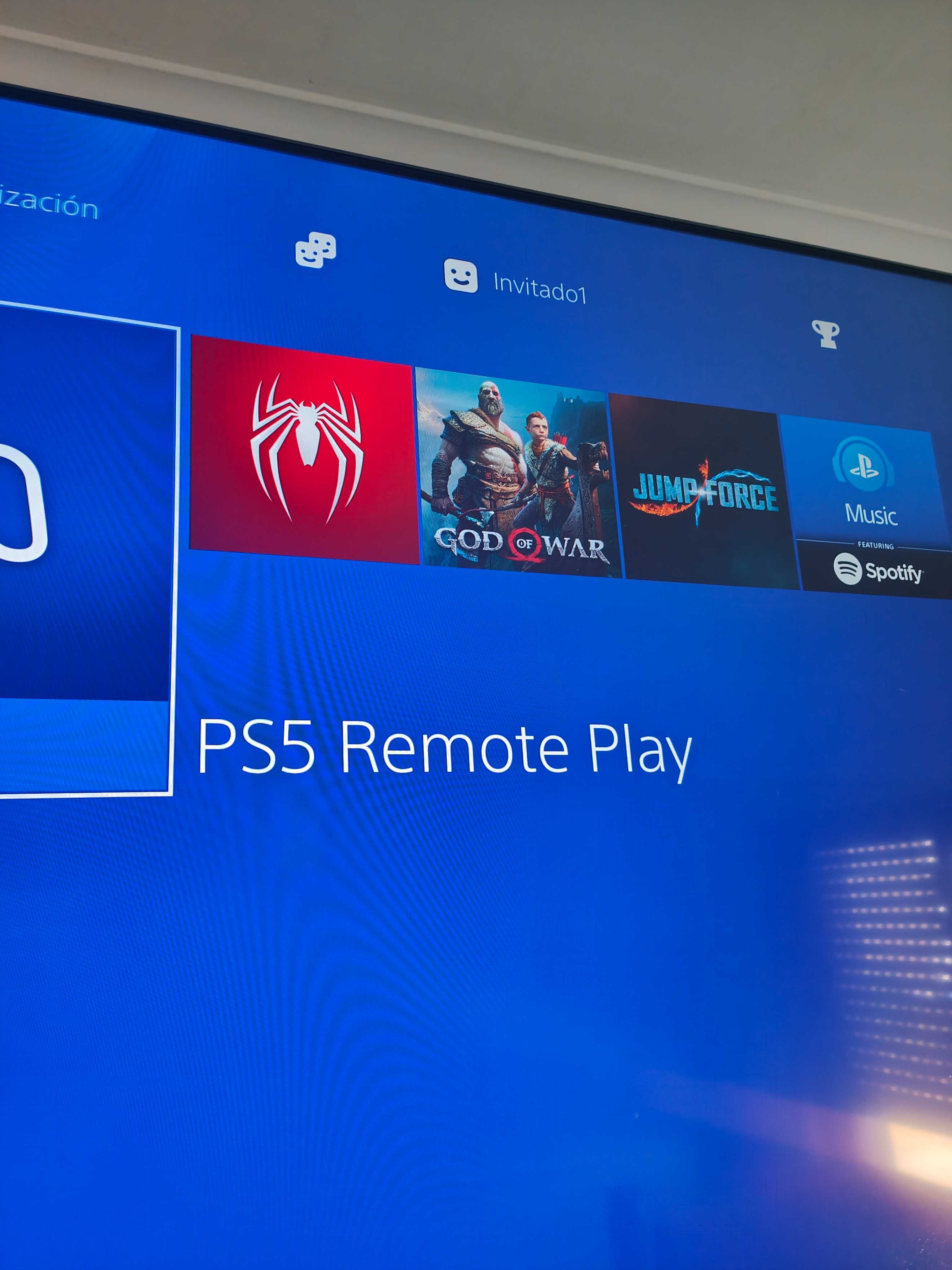 PS4 Pro 1TB com caixa + 4 jogos (Spider-Man, God of War, etc.)
