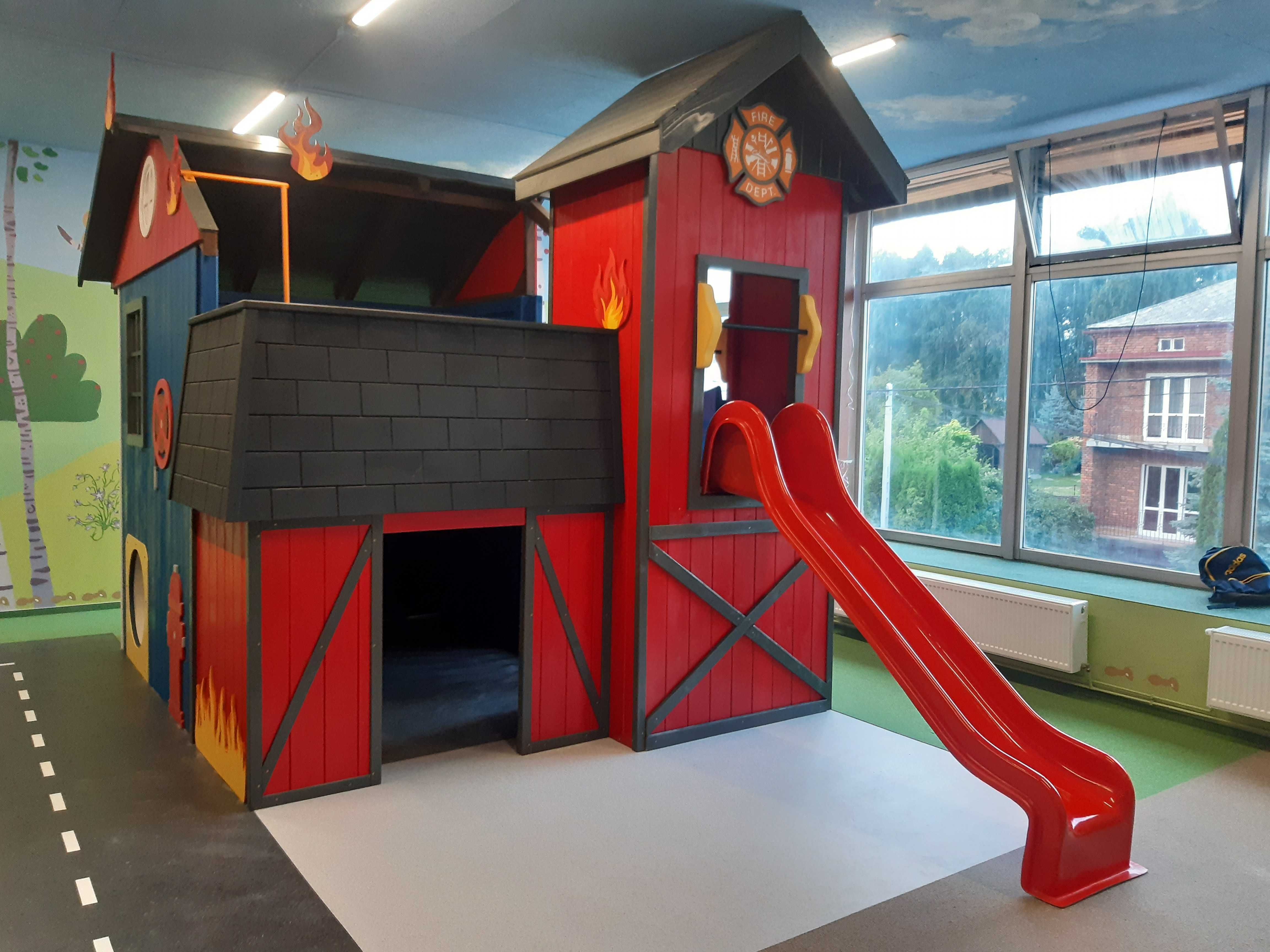 Drewniany Plac zabaw dla dzieci PZ15! REMIZA STRAŻACKA wóz strażacki