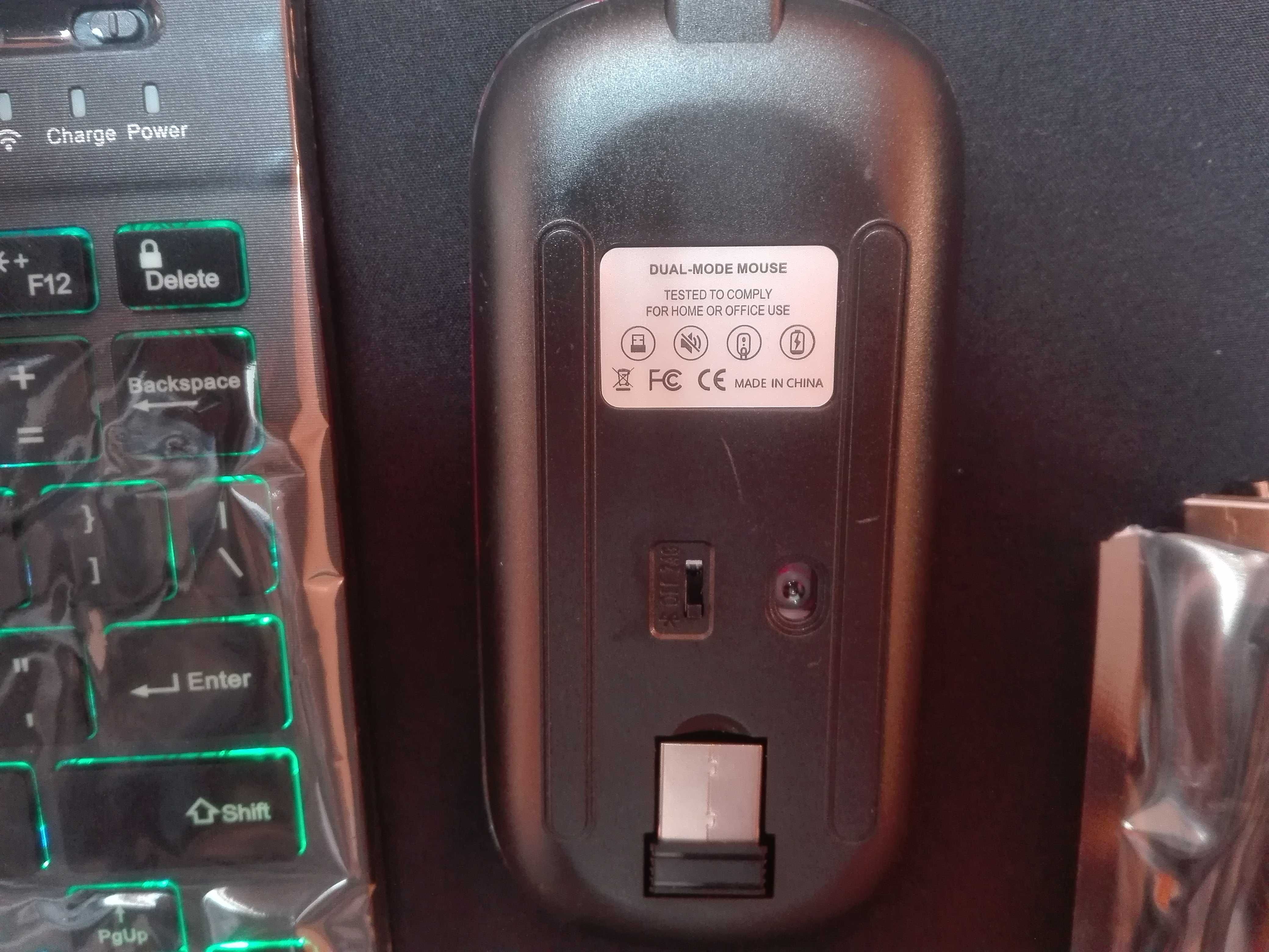 Klawiatura i mysz bluetooth podświetlenie RGB akumulator USB-C adapter