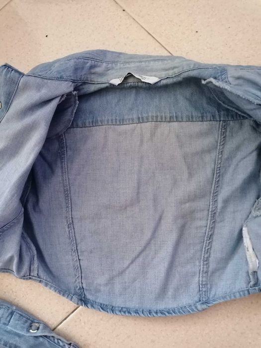 Camisa de ganga curta, da Zara, tamanho Xs