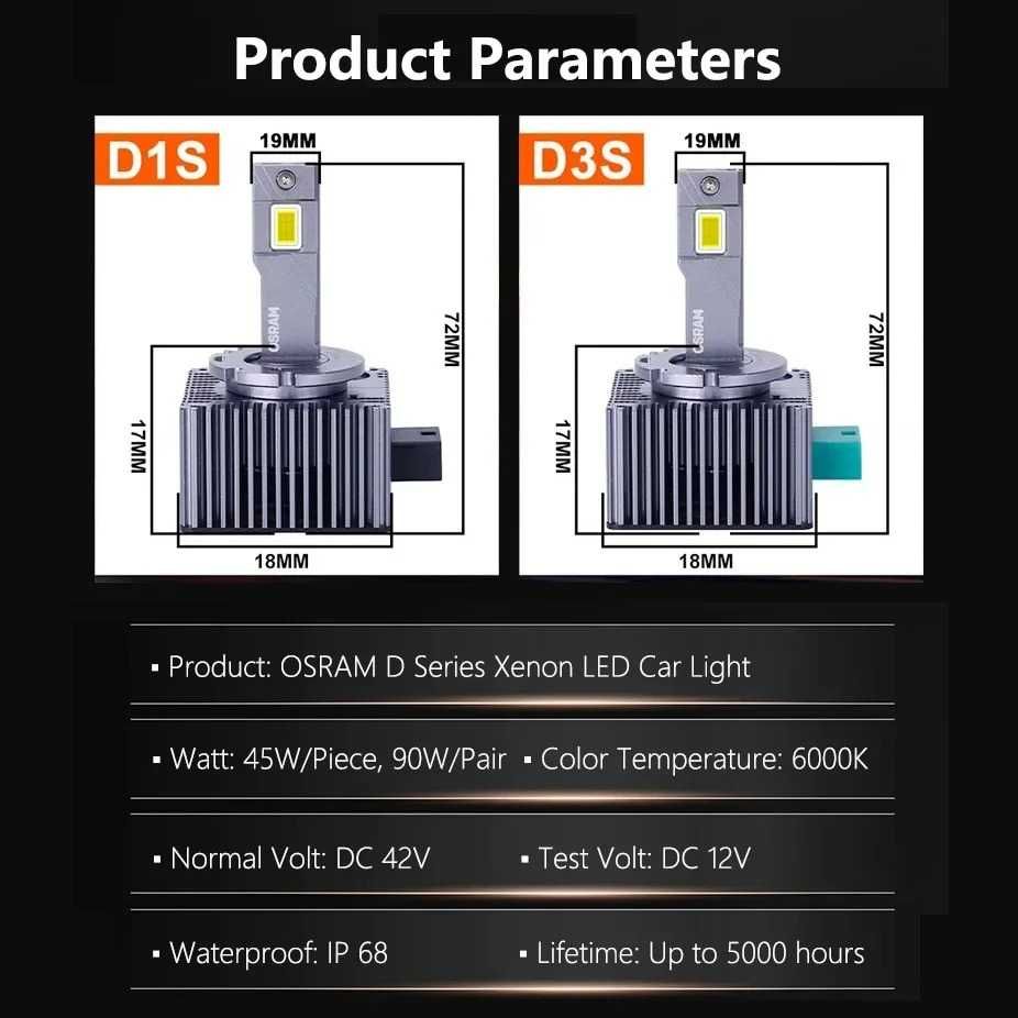 Лед Лампочки LED Osram D3S Plug&Play заміна ксенонових ламп Canbus