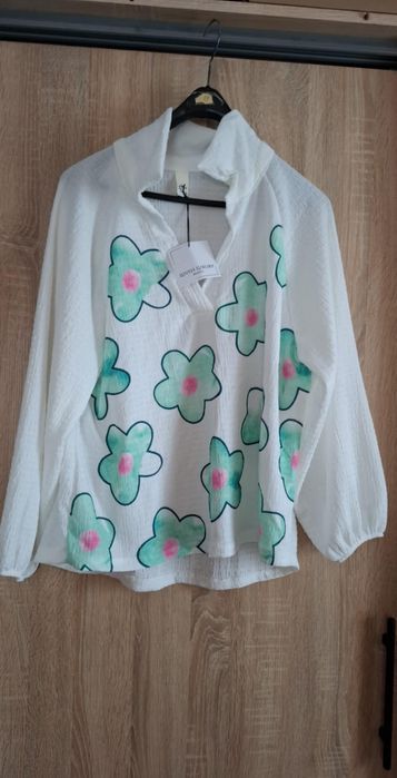 Nowa bluzka damska elegancka w kwiaty made in italy louiss luxury