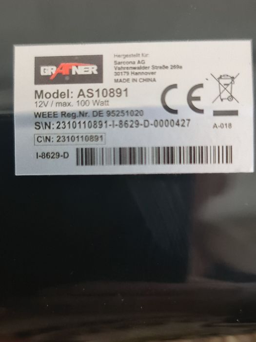 Odkurzacz samochodowy Grafner 100W