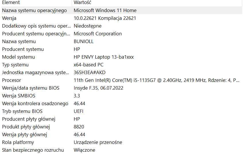 hp envy laptop 13-ba1003nw 13.3 cali ekran, bardzo cienki