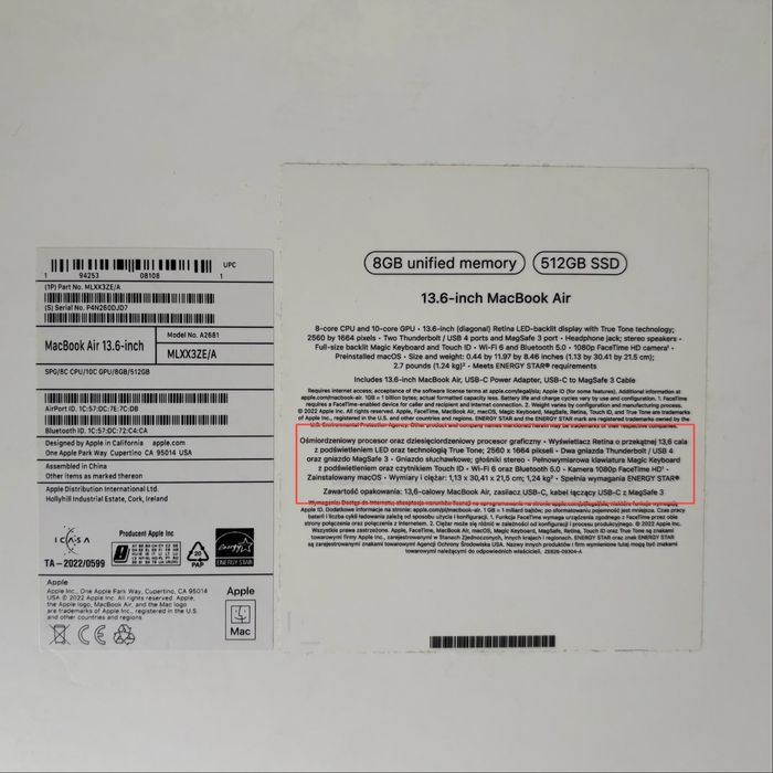 MacBook Air 13,6" M2 Gwiezdna Szarość