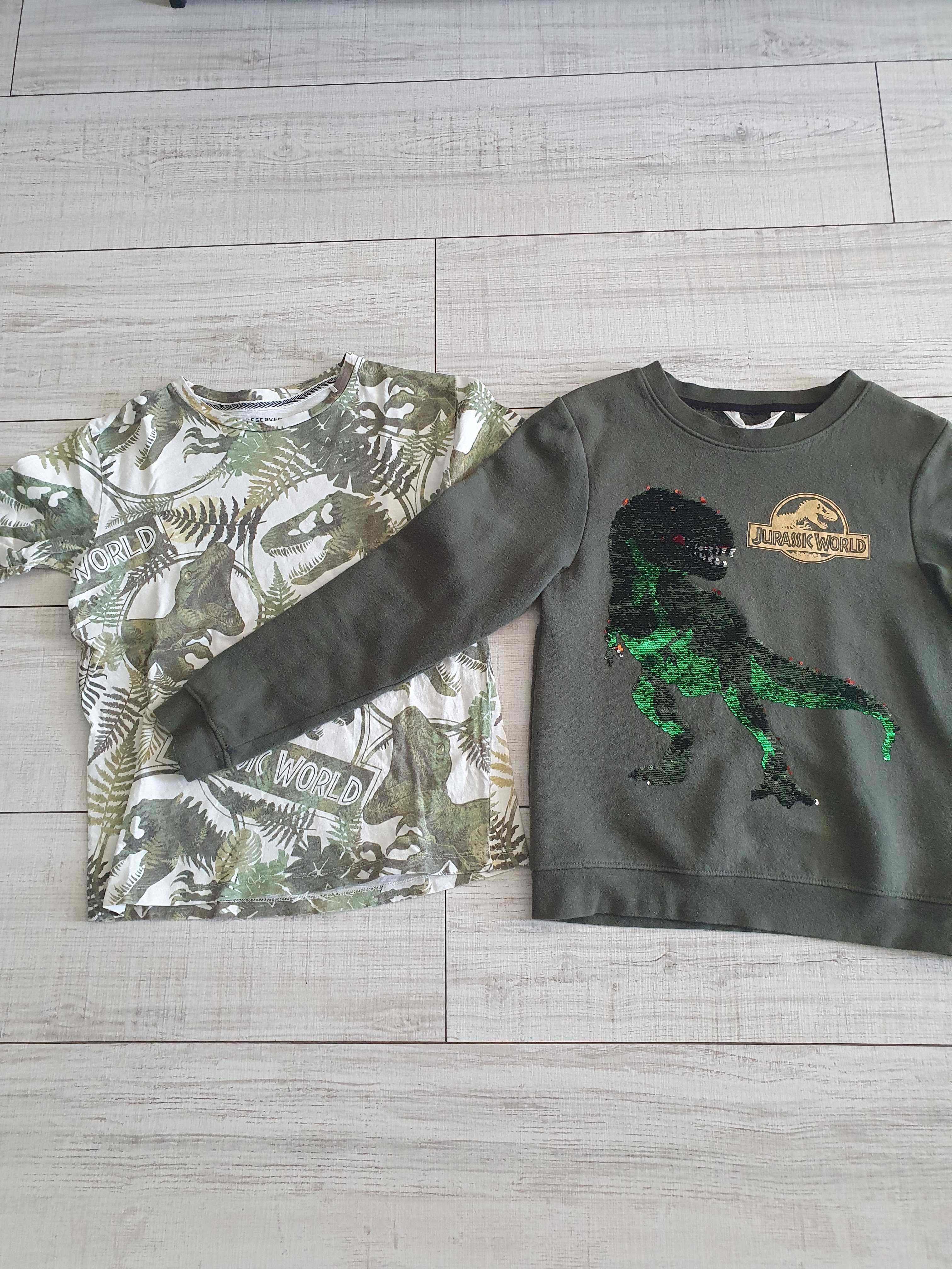 Bluza dinozaur odwrwcane cekiny H&M + T-shirt