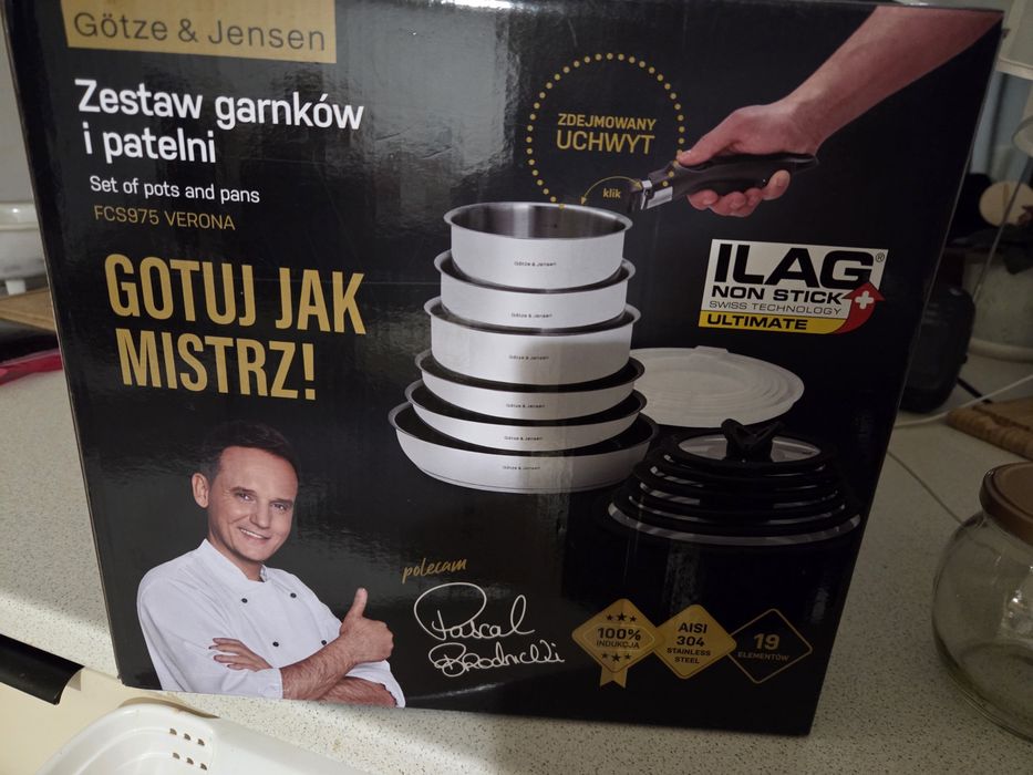 Zestaw garnków i patelni stał szlachetna