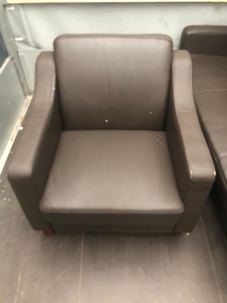 Brązowy  skórzany fotel wypoczynkowy 90x80 x 78 cm, -60%, outlet, ok