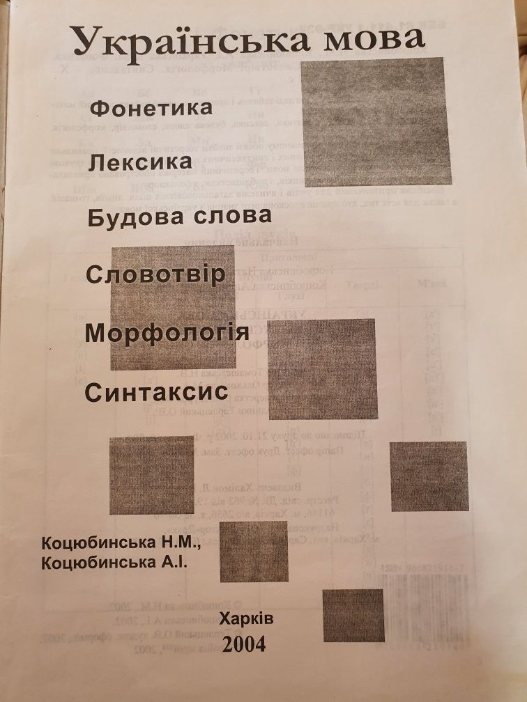 Комплект книг Українська мова та Український правопис. Коцюбинська Н.М