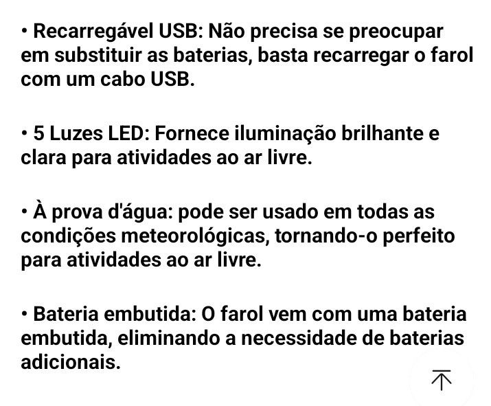 USB recarregável farol portátil 5LED