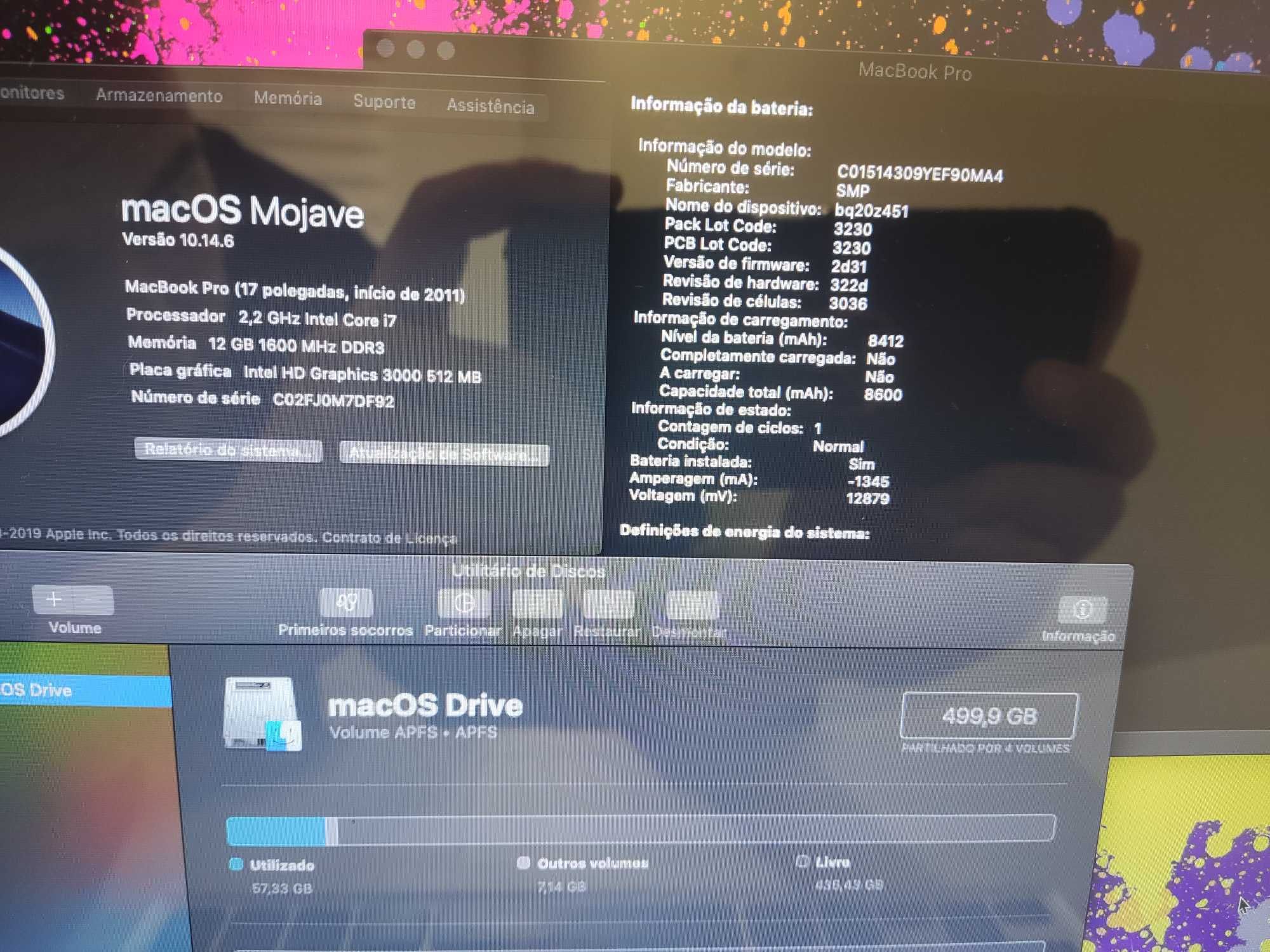 MacBook Pro 17" | i7 3.3Ghz| 12GB RAM| 500GB SSD | IMAGEM VÍDEO MÚSICA