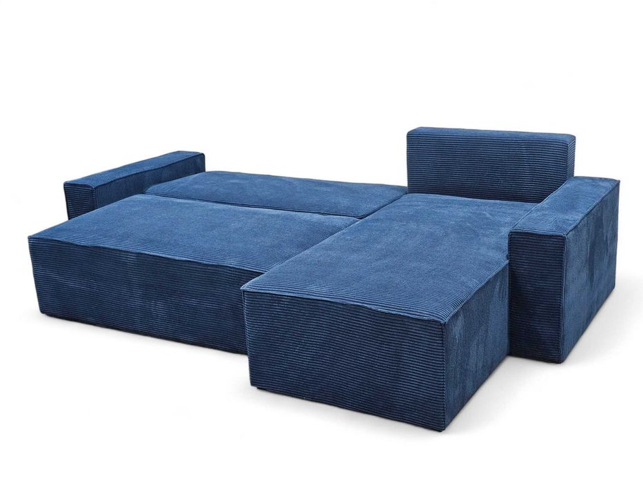 Narożnik z funkcją spania i pojemnikiem na pościel. Sprężyny. Sztruks