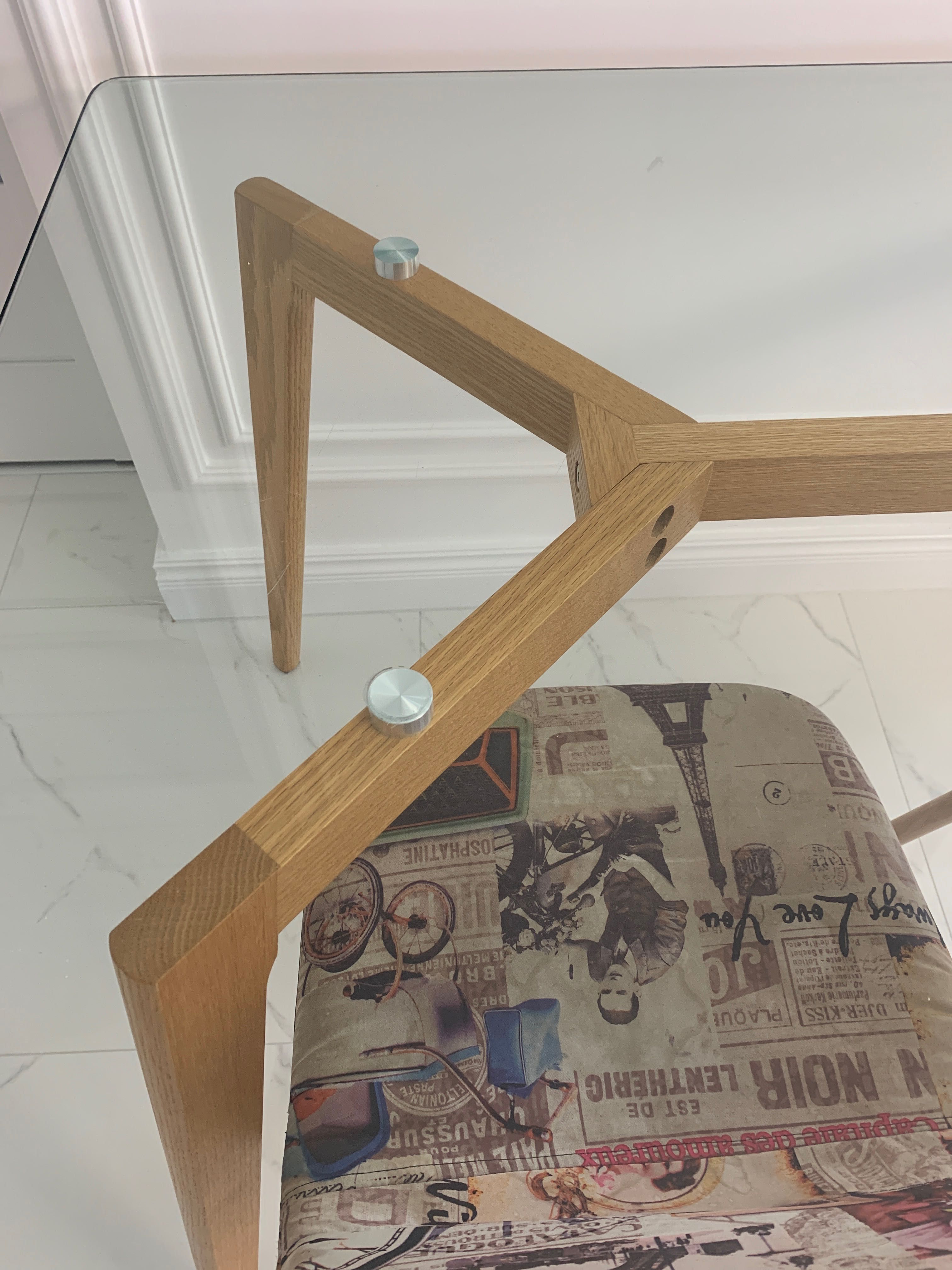 Stół szklany blat 120/80 cm i dwa krzesła