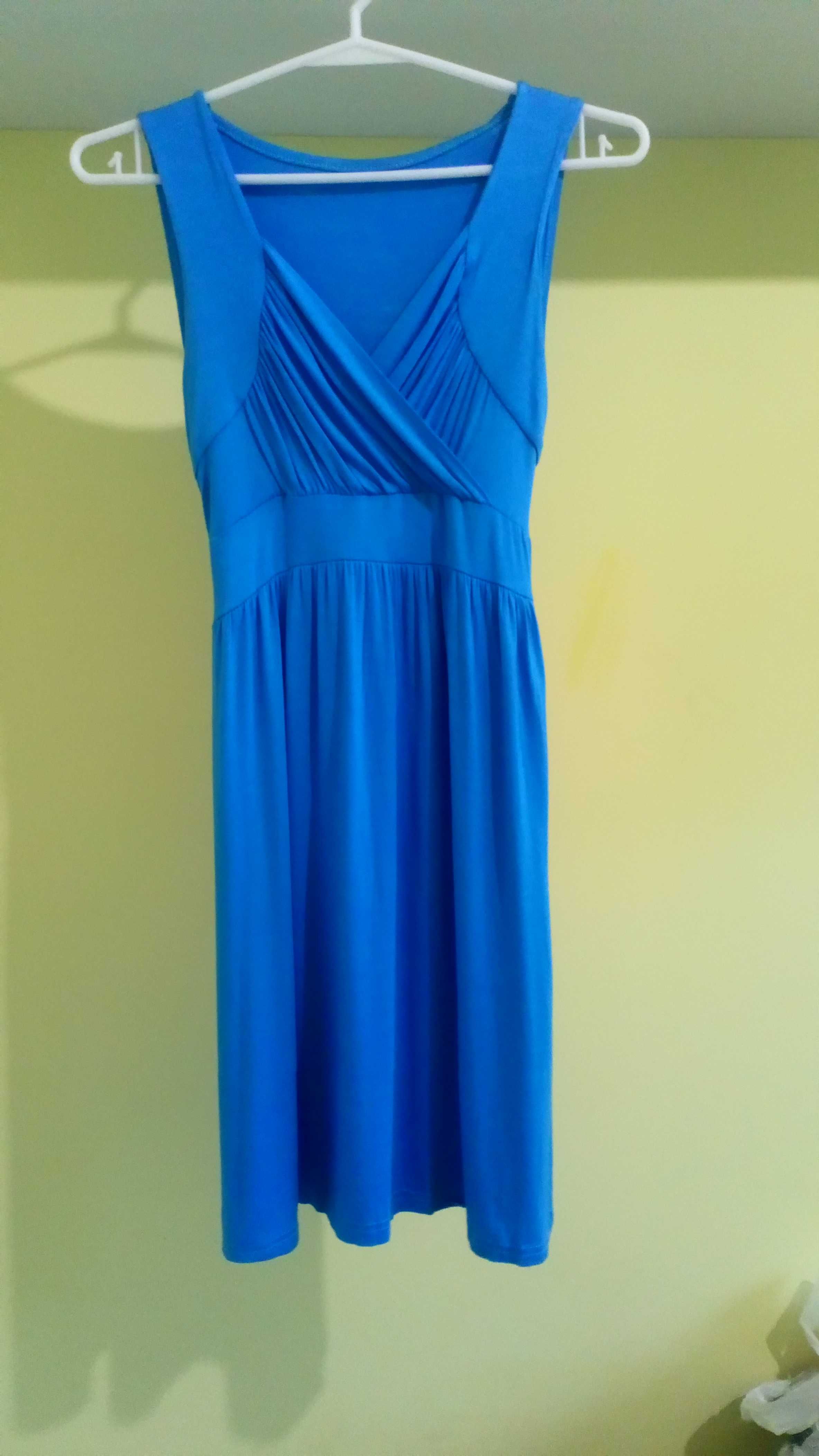 Włoska niebieska sukienka z wiskozy, r. M / 38