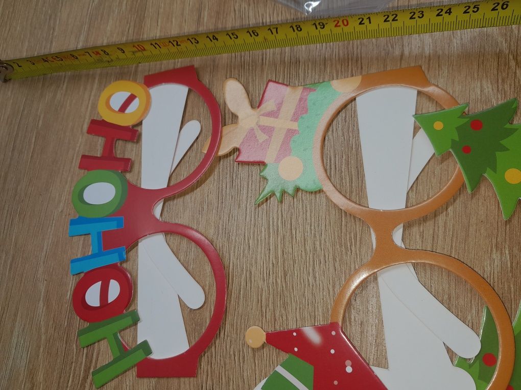 Zestaw 24 szt. Papierowe okulary dla dzieci świąteczne merry christmas