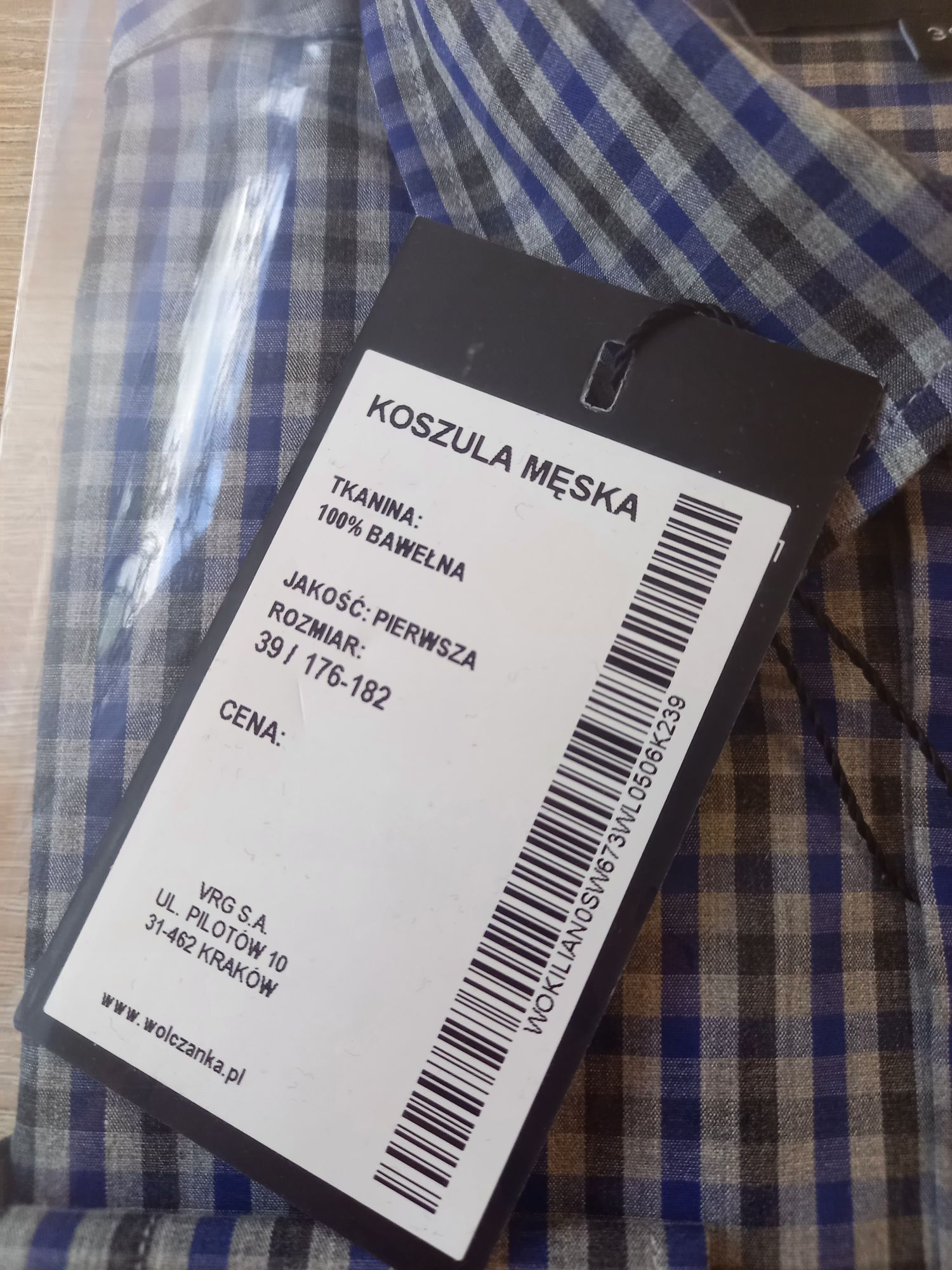 Nowa męska koszula WÓLCZANKA w kratkę, modny wzór,elegancka i sportowa