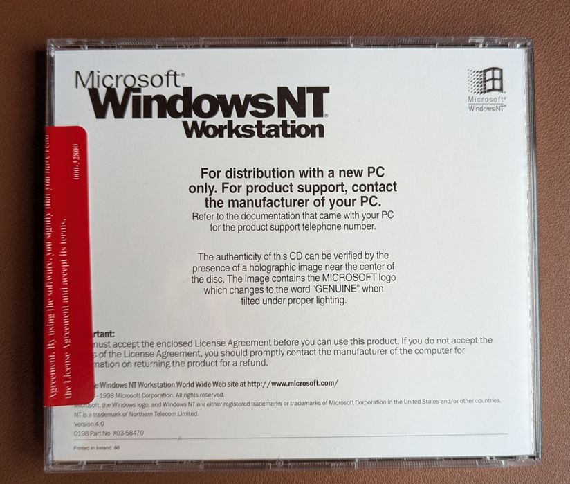 Microsoft Windows NT Workstation CD selado