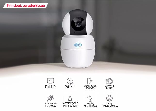 Intercomunicador bebé Wifi, suporta micro SD até 256 GB, 1080P HD