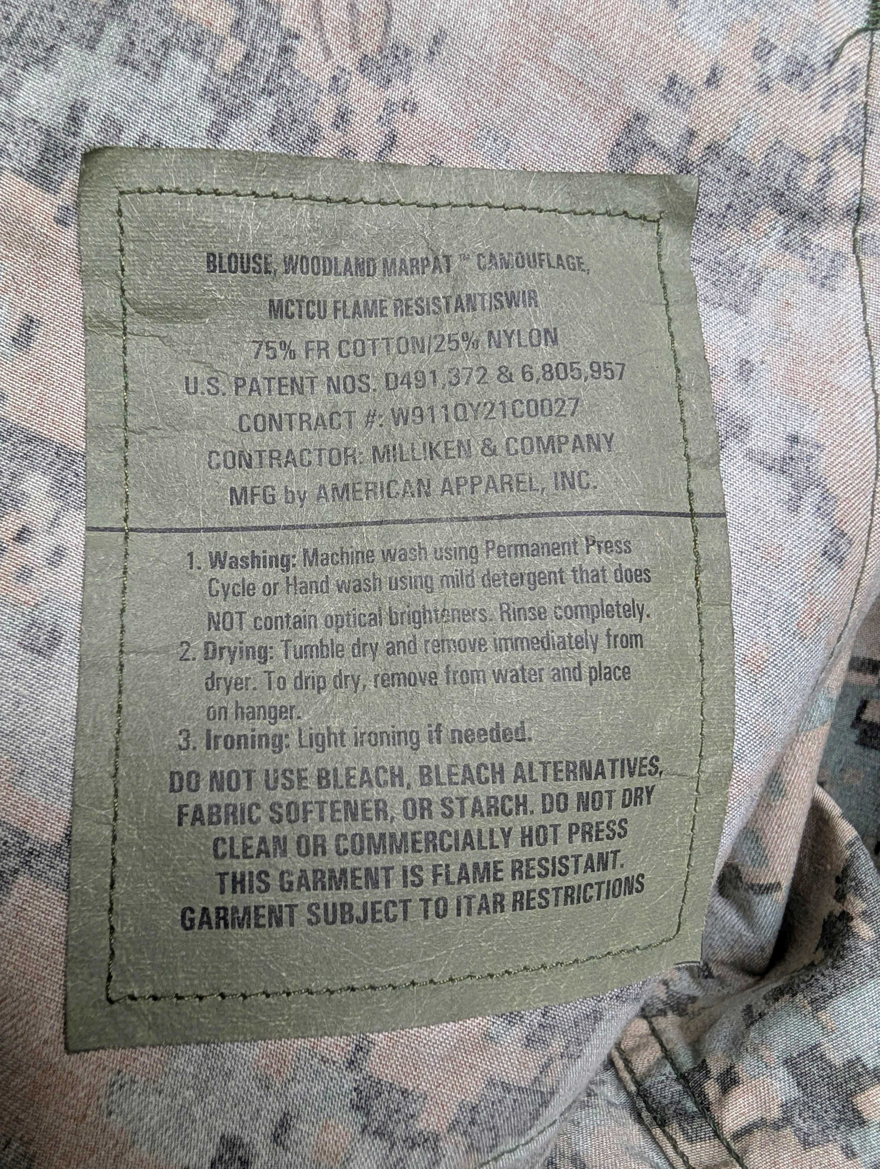 Bluza mundurowa US Marine Corps kamuflaż MARPAT SWIR trudnopalna