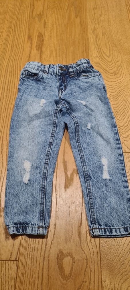 Paka sztruksy Reserved ocieplane nowe,  jeansy spodnica i bluzka 104