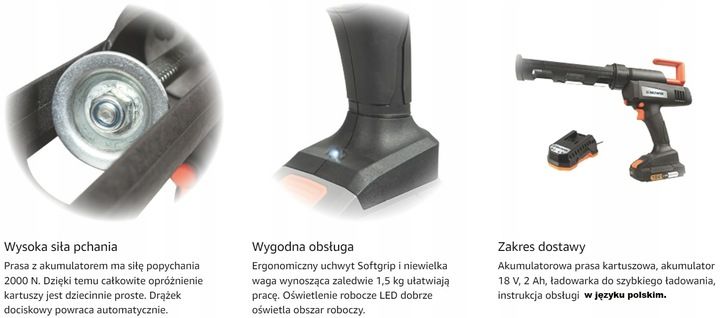Pistolet Do Silikonu Kleju Akumulatorowy Wyciskacz Do Kartuszy 18v