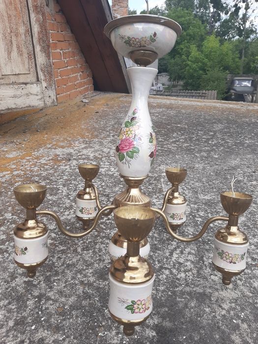 Вінтажна люстра на 5 плафонів