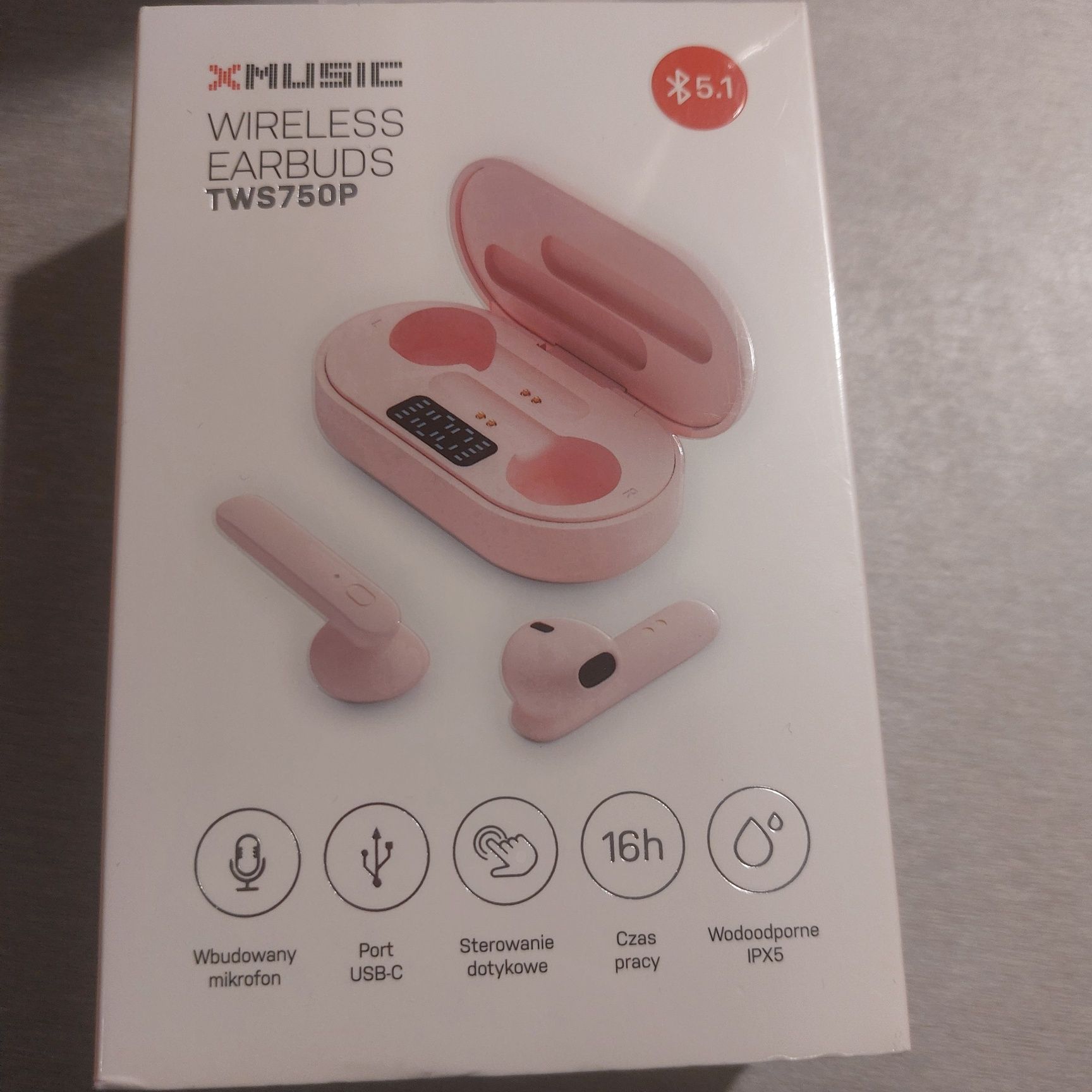Słuchawki douszne Xmusic TWS750P różowe