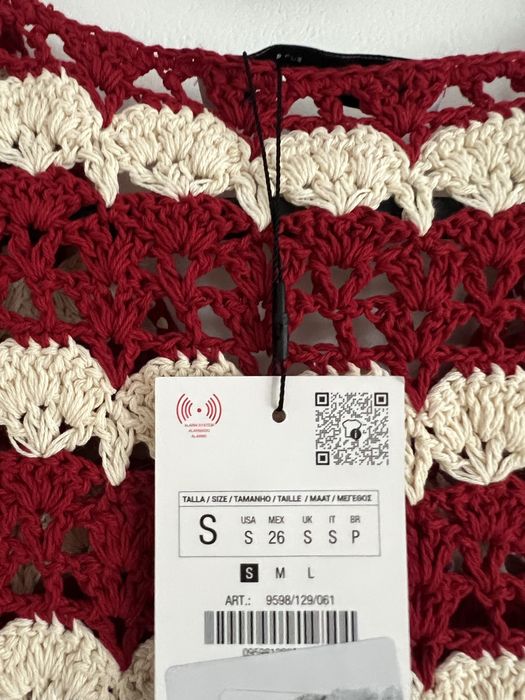 Zara top z dzianiny szydełkowej s/36 nowy z metką bawełna