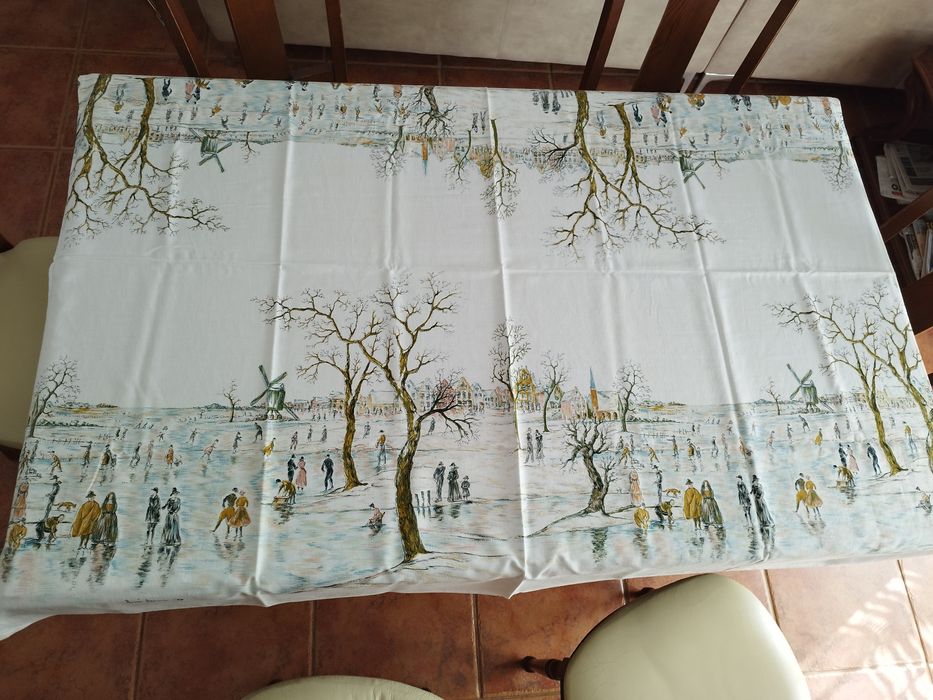 Toalha de mesa com pintura estilo holandês