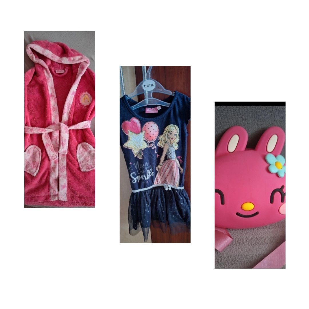 Zestaw dla dziewczynki - szlafrok i sukienka Barbie, torebka