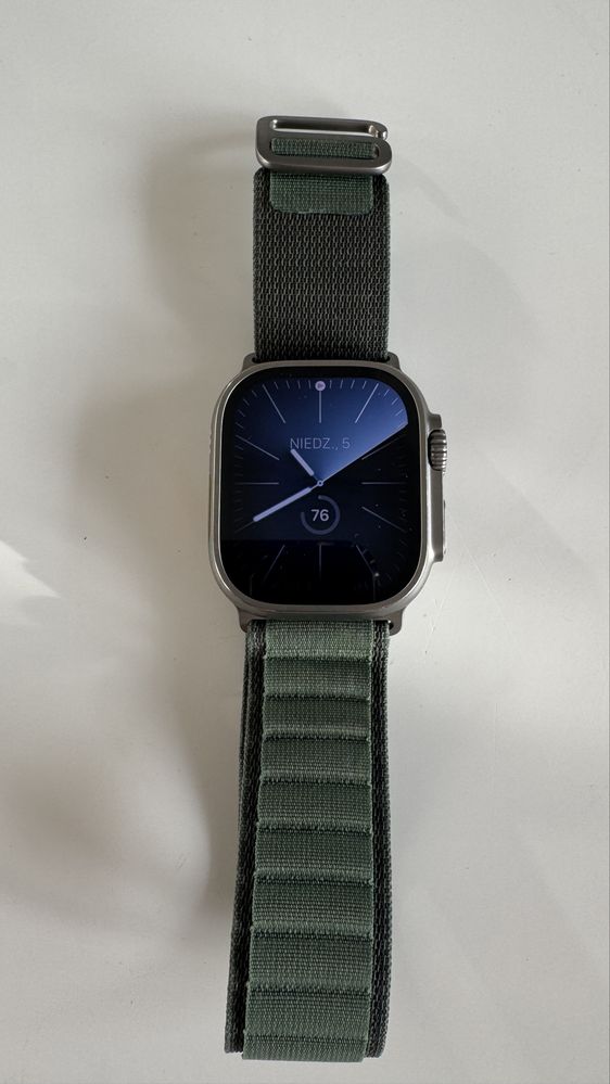 Apple Watch Ultra 1 Titanium Case Green Alpine Loop - stan perfekcyjny