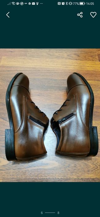 Eleganckie Skórzane Ocieplane Buty Męskie Lekkie Wygodne Tylko Roz.44