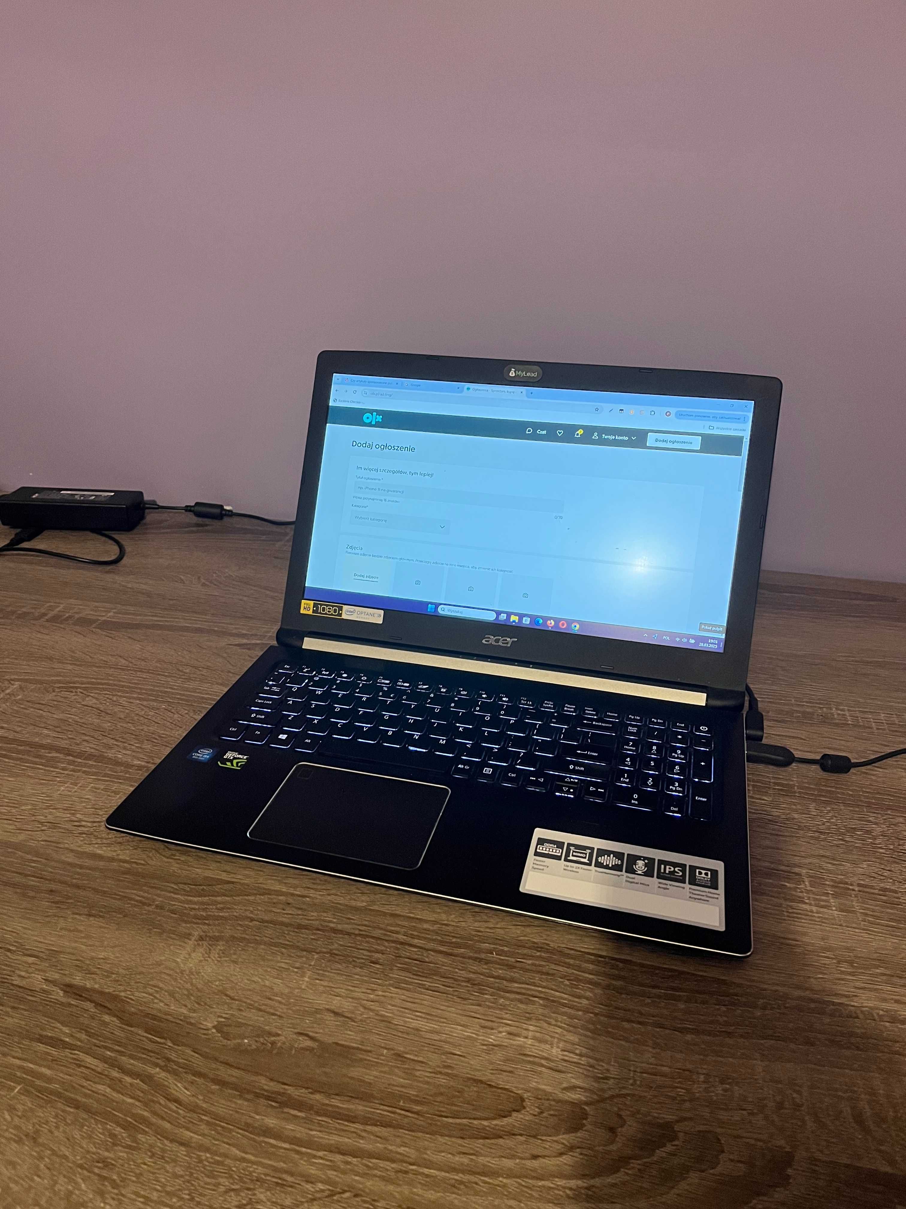 Laptop Acer i5-8300H CPU, Nvidia geforce 1050, dysk 1TB