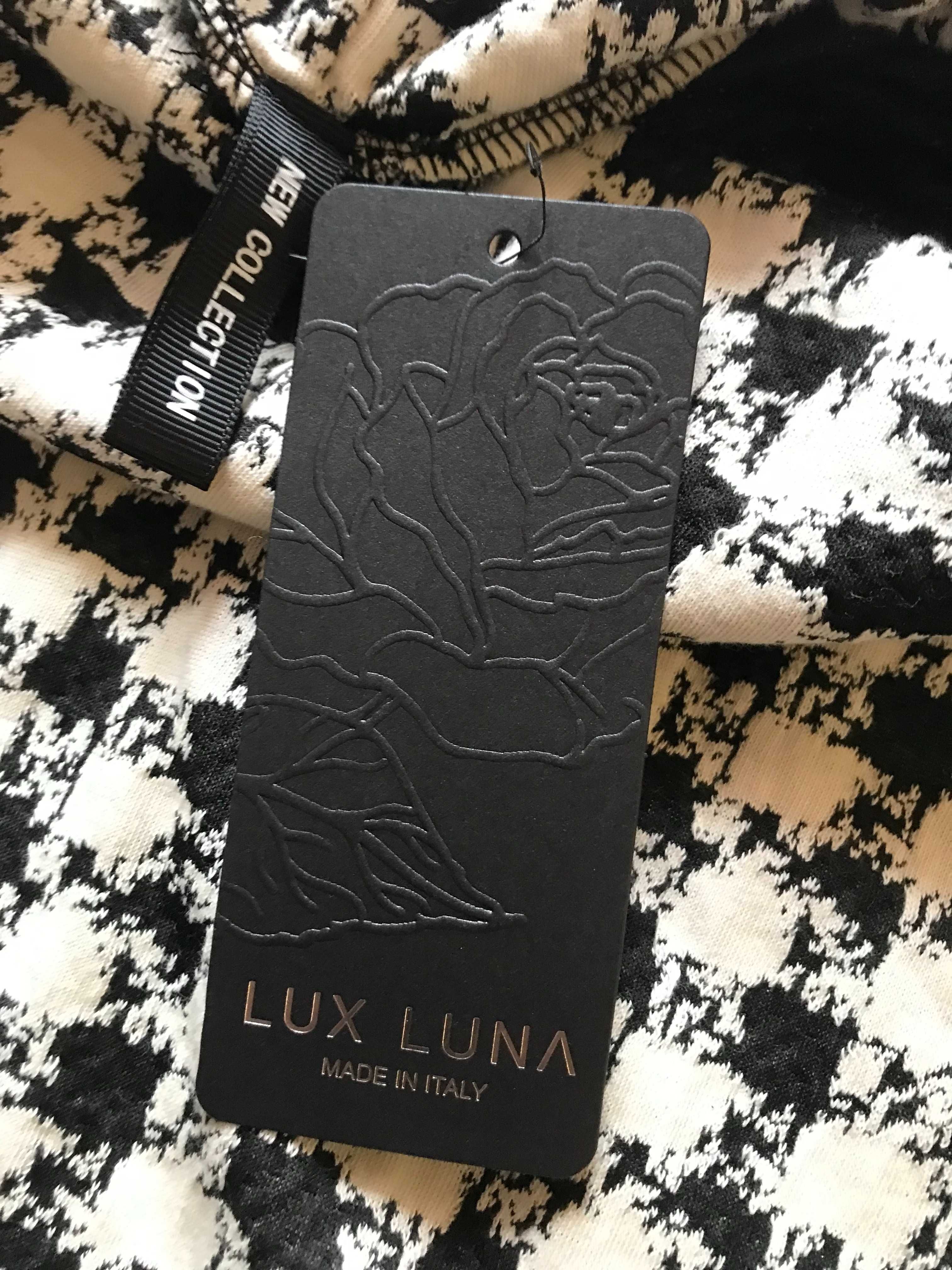 Bluzka Lux Luna tunika oversize pepitka krój nietoperz Made in Italy