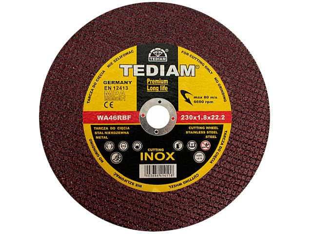 Tarcza tarcze do cięcia metalu stali INOX TEDIAM PREMIUM 230 x 1,8