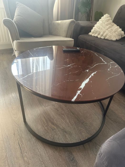Stolik szkło imitacja marmuru
