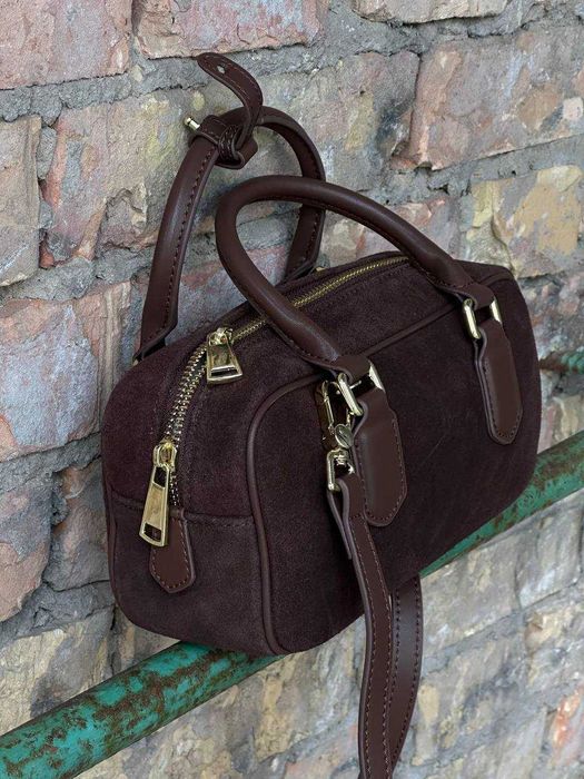 Шоколадна замшева сумка , натуральний замш сумка
