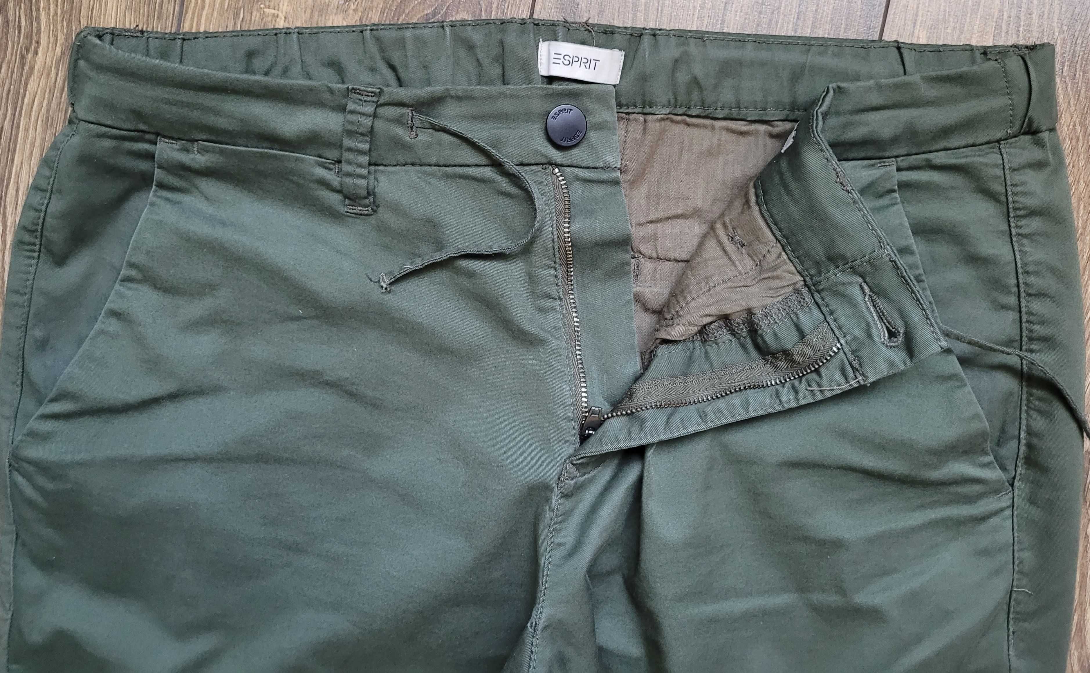 spodnie Esprit 33/34 relaxed slim 100% bawełna khaki do kostek