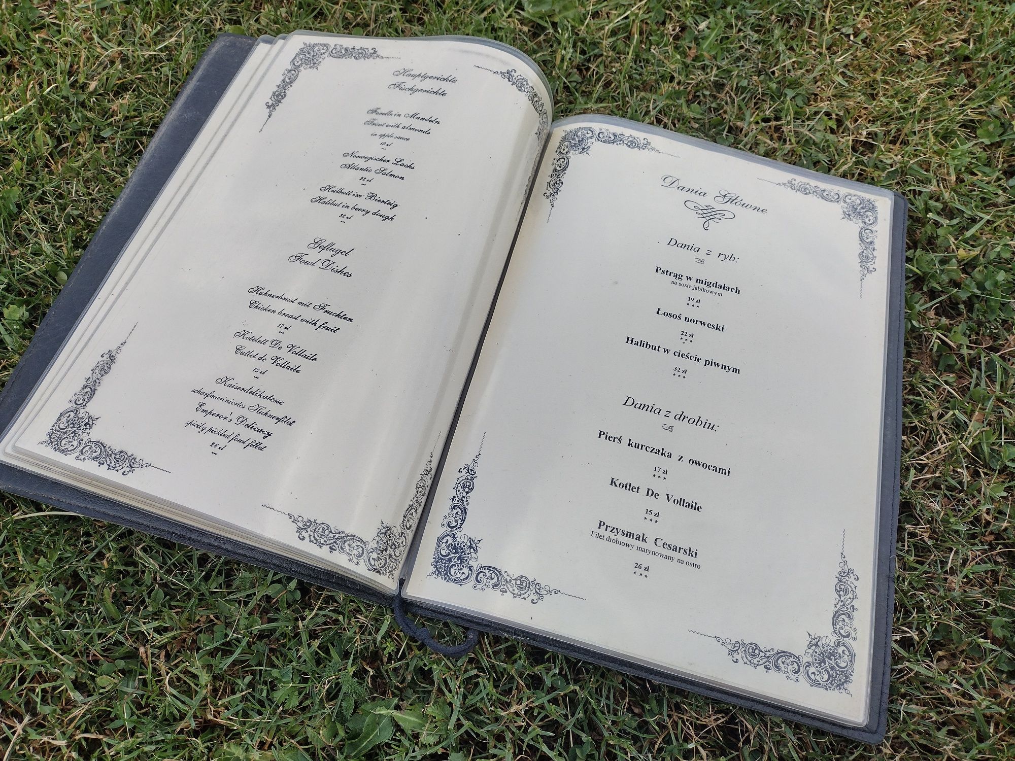 Menu restauracji Hotelu Pałac w Sieniawie