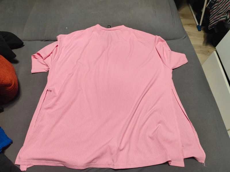 Shein koszulka prążkowana t-shirt różowa oversize 4xl