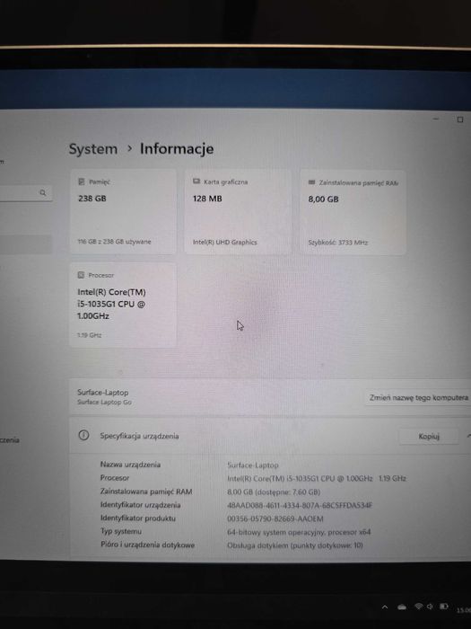 Microsoft Surface Laptop Go i5/8/256 12.4"