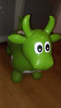 Skoczek gumowy zielony krowa smyk dla dzieci