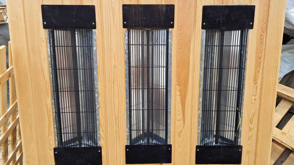 Sauna drewniana kabina grzewcza na podczerwień 2os kółka szklane drzwi